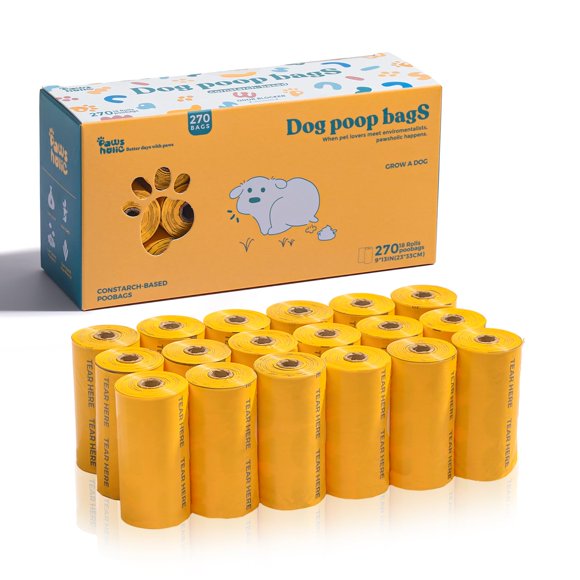 Bolsas para excrementos de perro PAWSHOLIC biodegradables, 270 unidades