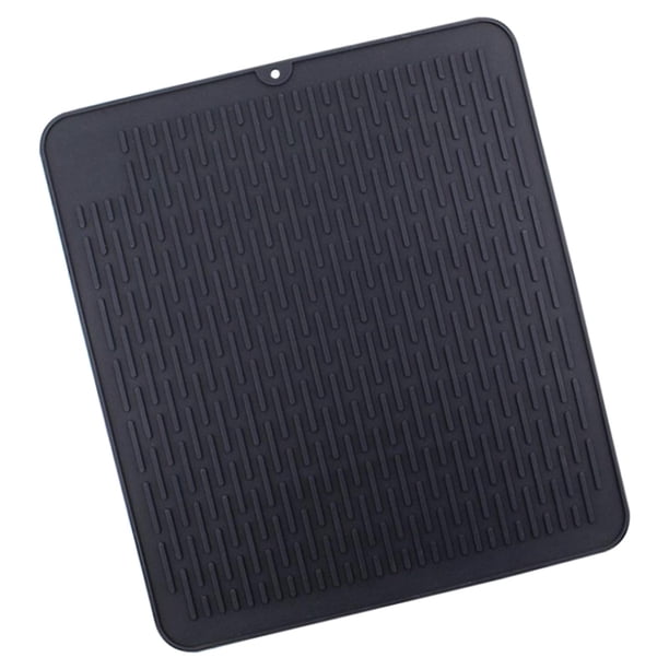 Escurridor de platos de silicona, soporte para , plato de aislamiento térmico y escurridor de utensilios, cubierta para fregadero, almohadilla de , Tapete de Tapete de Secado Negro 45*40*0.5cm