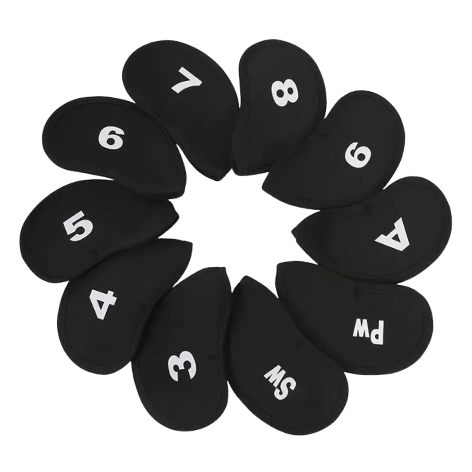Ioensy - 10 Fundas Para Cabezas De Hierro De Golf, Resistentes Al Polvo Y Al Desgaste, Color Negro.