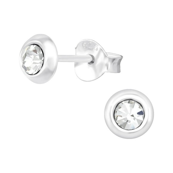 Aros Plata 925 Redondos Con Cristales Plateado