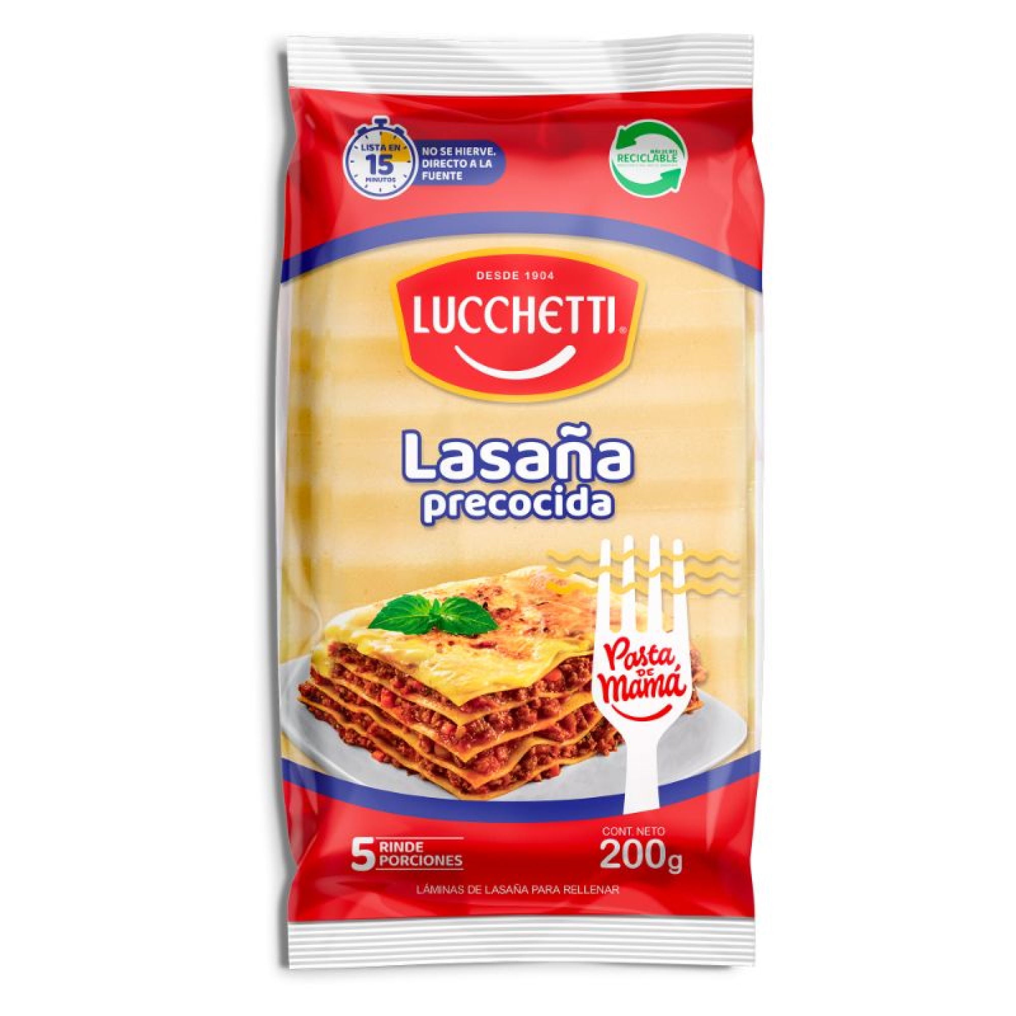 Lasaña Precocida Bolsa 200 g Lucchetti