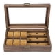 thumbnail image 3 of Caja De Reloj Vintage Organizador De Vitrina De Madera Almacenamiento De Joyas De Vidrio 6 Ranuras, 3 of 5