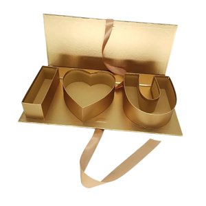 Magideal - Caja De Regalo Vacía Para Flores Contenedor Con Letras Decoración Para Mesa Diseño De Cartón Para Rellenar Con Dulces Adecuado Para Bodas Y Cumpleaños Dorado
