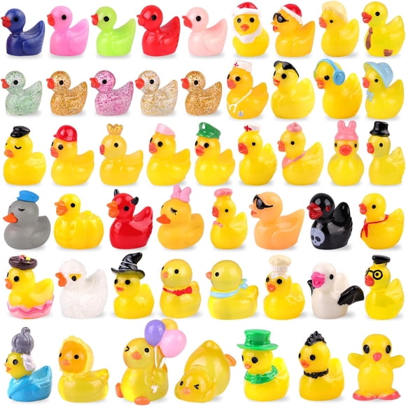 50 patitos miniatura de resina, figuras pequeñas para esconder, 50 piezas