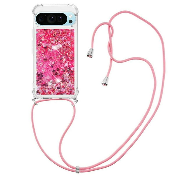 Funda FOXDOCK para Google Pixel 9 con Cuerda Ajustable, Brillo Líquido, Protección Antigolpes y Lente – Ideal para Regalo