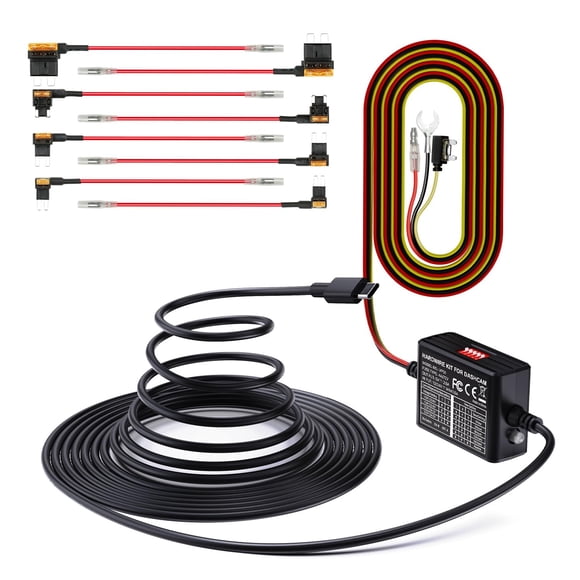 Kit Hardwire Vantrue de 3 conductores ACC, 4,5 m, USB tipo C para Dash Cam