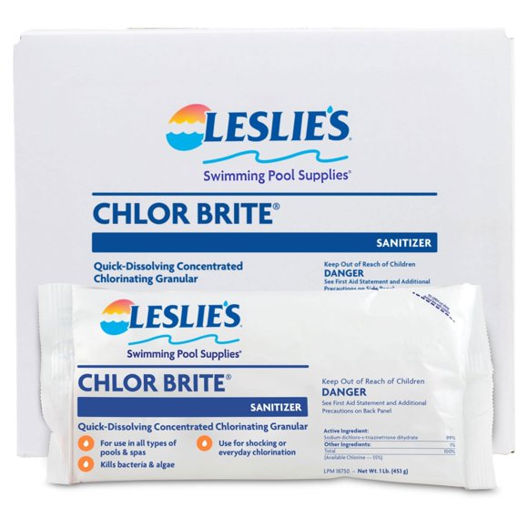 Choque para alberca Leslie's Chlor Brite, dicloro sódico granular 12 x 454 g