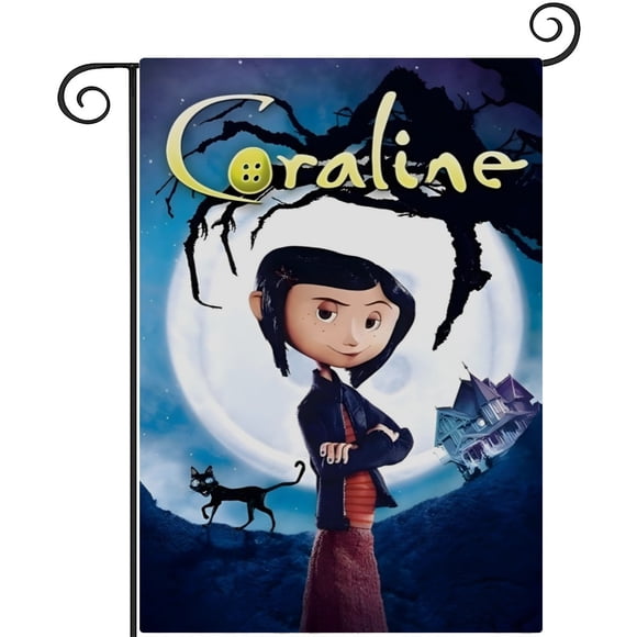 Coraline -bandera de jardín temática. Regalo perfecto para fans, amigos y familiares, ideal para actividades al aire libre y decoración de fiestas.45CM*100CM
