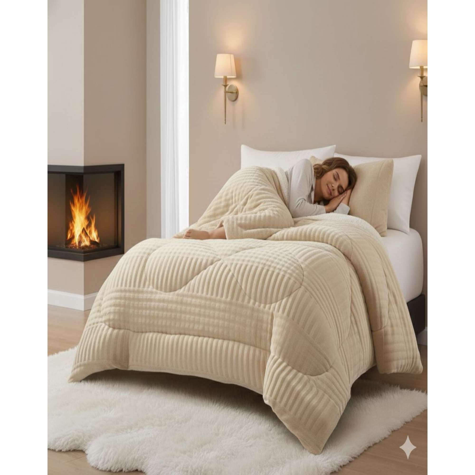 Mylhogar - Plumón King Sherpa Chiporro Invierno Extra Suave Premium