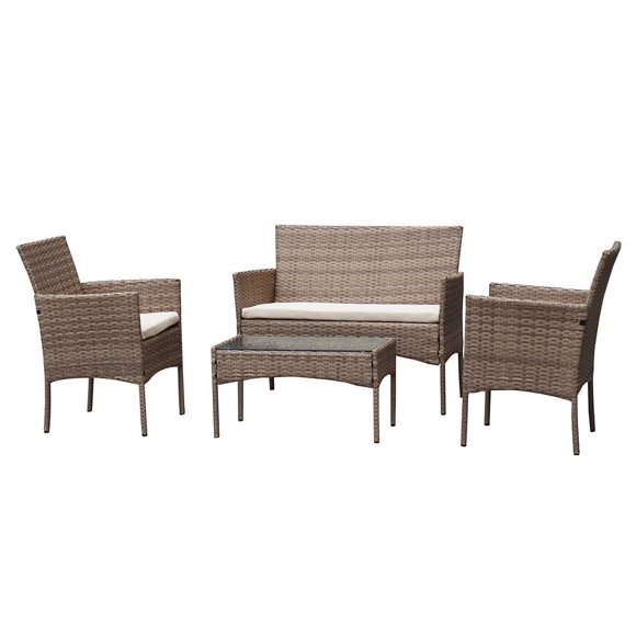 Juego de Terraza Ratán 4 Personas Café