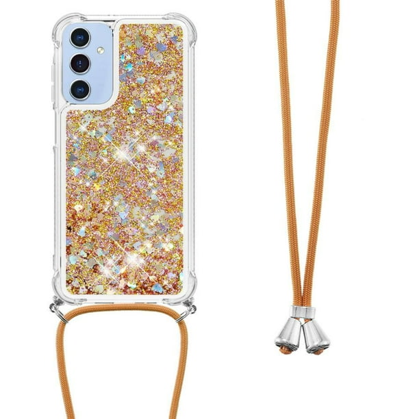 Funda FOXDOCK para Samsung Galaxy A15 con Cuerda Ajustable, Brillo Líquido, Protección Antigolpes y Lente – Ideal para Regalo