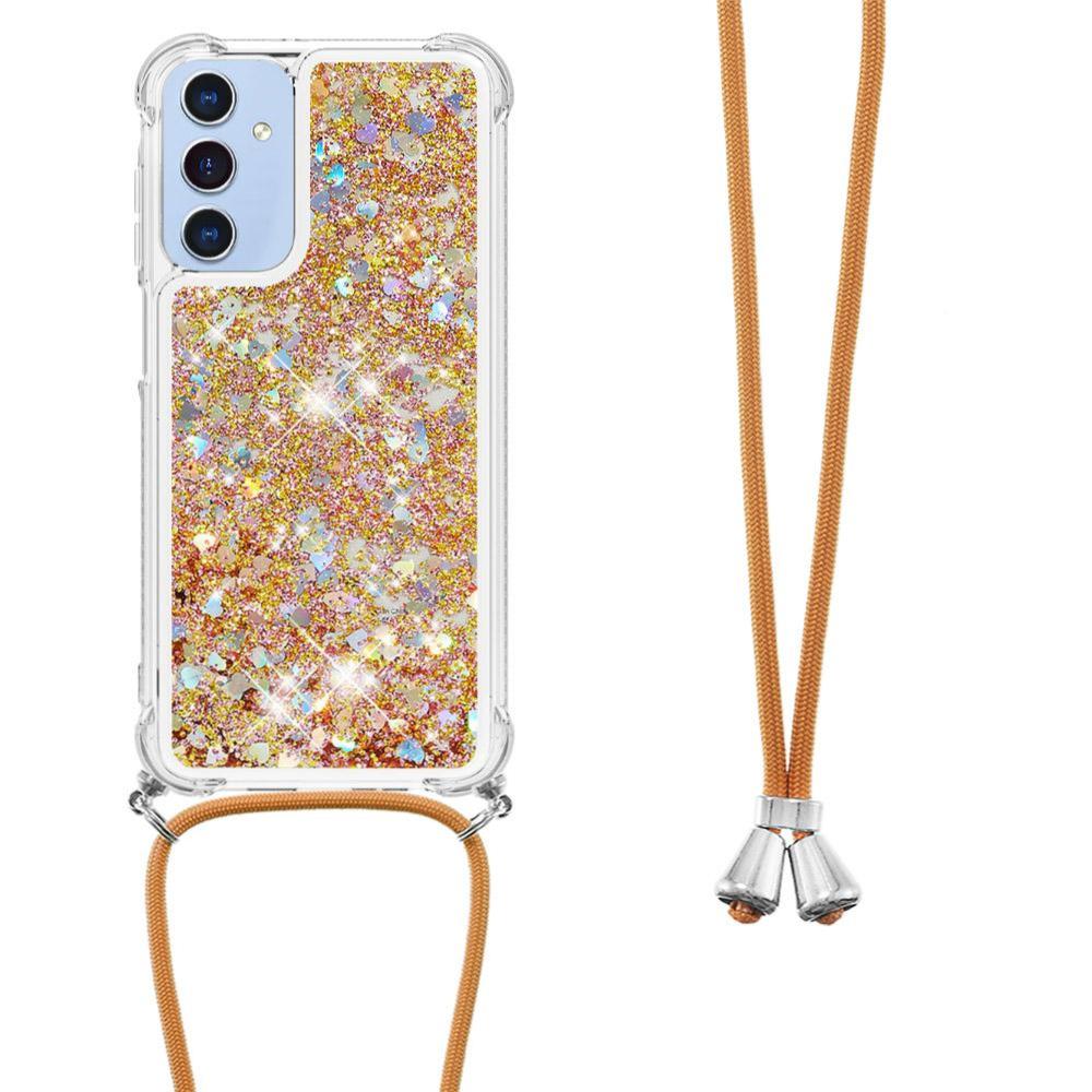 Funda Foxdock Para Samsung Galaxy A15 Con Cuerda Ajustable, Brillo Líquido, Protección Antigolpes Y Lente – Ideal Para Regalo