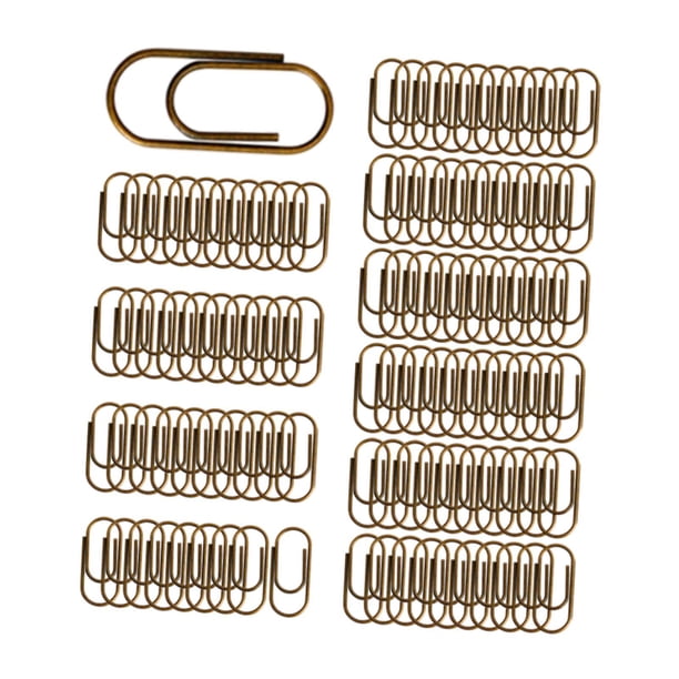 100 clips de papel para notas, clips clasificados de metal, fáciles de usar, resistentes al óxido, suministros creativos de oficina, clips para el Bronce