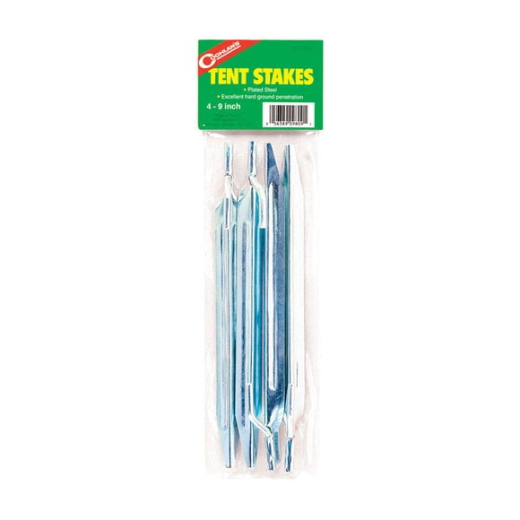 Estacas para tienda de campaña Coghlan's Silver Steel, 9 cm de alto x 9 cm de ancho x 3 cm de largo,