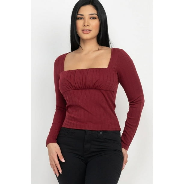 Top de Cuello Cuadrado Fruncido