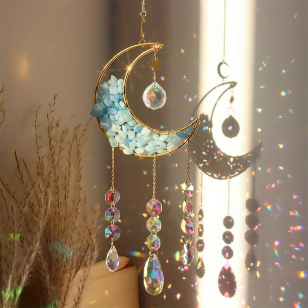 Gorgeous Crystal Moon Star Suncatcher - Add a Magical Window Rainbow to Your Home, Garden, Bedroom & More!