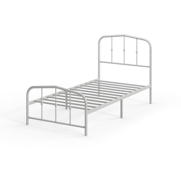 Base de cama de metal blanca HEIDI Zinus 1 plaza 90x190x30cm