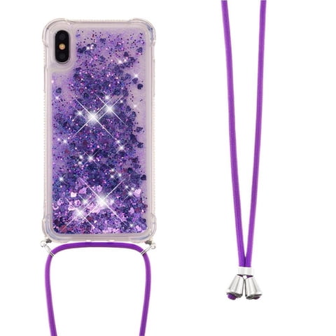 Funda Foxdock Para Iphone Xs Max Con Cuerda Ajustable, Brillo Líquido, Protección Antigolpes Y Lente – Ideal Para Regalo