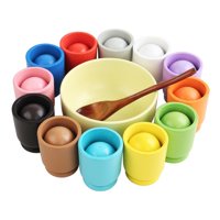 Magideal - Juguete Montessori De Bolas En Tazas, Juego De Desarrollo De Bolas De Clasificación De Colores De Madera, Juego De Combinación Para Niños Y Niñas De 3