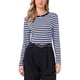 thumbnail image 1 of INSPIRE CHIC Camiseta Casual de Algodón Ajustada de Manga Larga a Rayas con Cuello Redondo para Mujer, Regreso a Clases, Azul Marino a Rayas, Talla L, 1 of 6