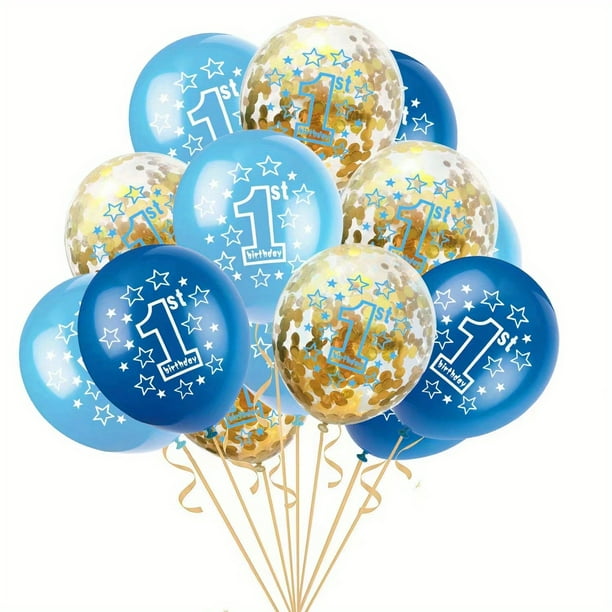 12pcs, 1 Year Old Balloon Confetti Set Baby Shower Birthday Party Decoration, Birthday Photo Prop, Birthday Party Anniversary Party Scene Decor Arrangement, Room Decor, Indoor Decor