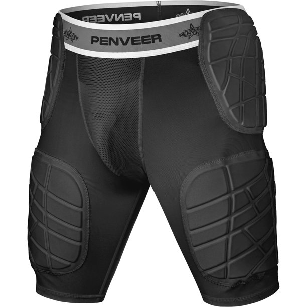 Cinturón protector de fútbol americano Penveer AXL con 5 almohadillas y bolsillo para protector - Negro