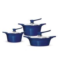 Bateria Cocina Bohlier 6 Piezas Aluminio Fundido Azul