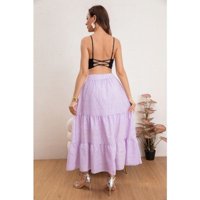 Likeshop - Falda Larga Mujer Algodón Tiro Alto Broderie Encaje Bordado 0046