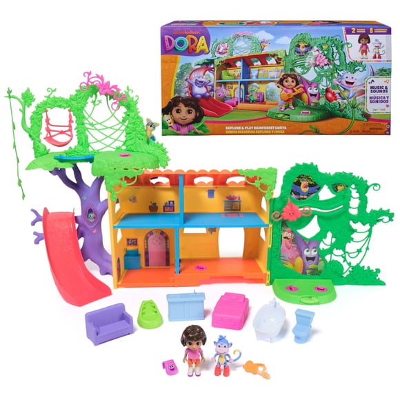 Set de juego Dora Explore & Play Rainforest Casita con figuras y muebles