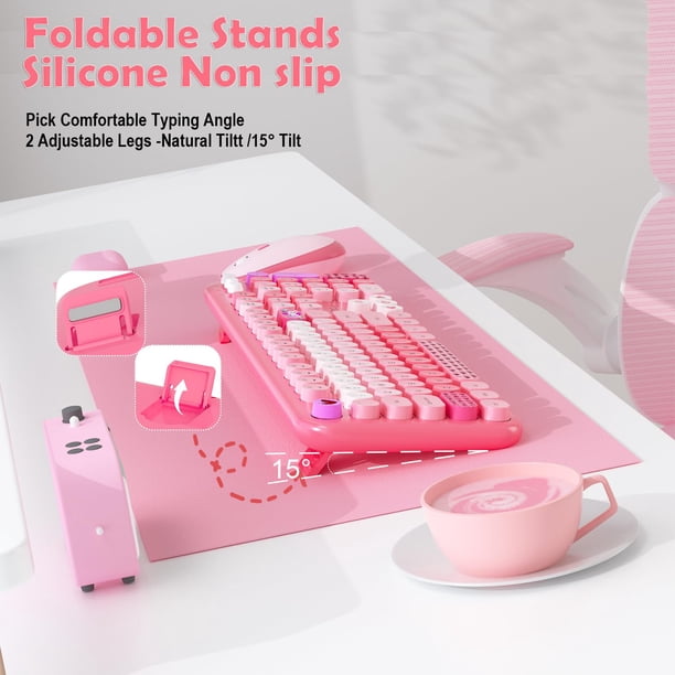 Teclado y ratón inalámbricos MOFII 104 teclas redondas rosa | Lider