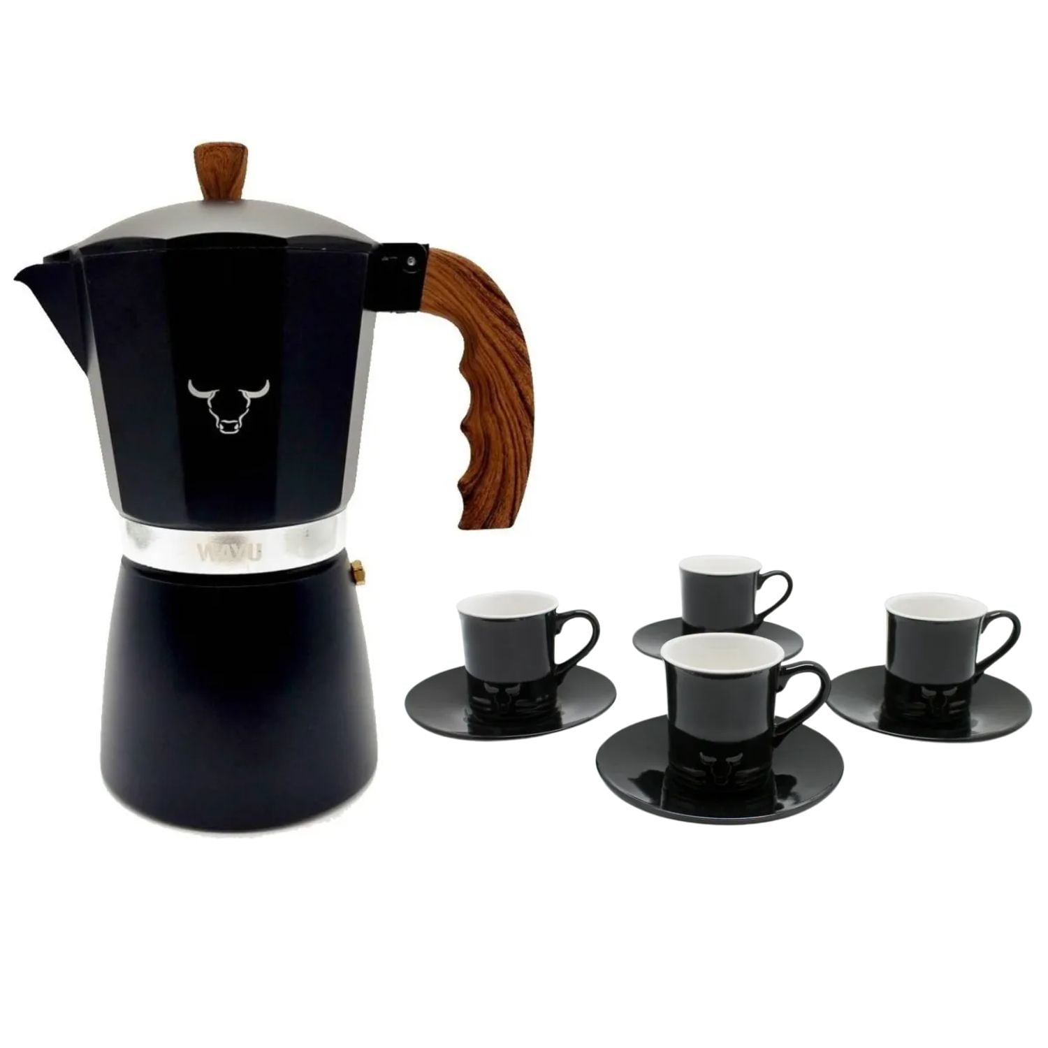 Set Cafetera + Tazas Y Platos De Ceramica Expresso Wayu