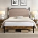 thumbnail image 2 of Queen Bed Frame , Upholstered headboard with Charging and Touch sensitive LED Lights, Under Bed Storage, No Box Spring Needed,Noise Free, 2 of 3