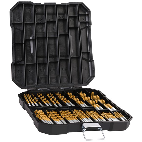Juego de brocas Platinum Edge Metric, 99 unidades, titanio HSS, 1,5-10 mm