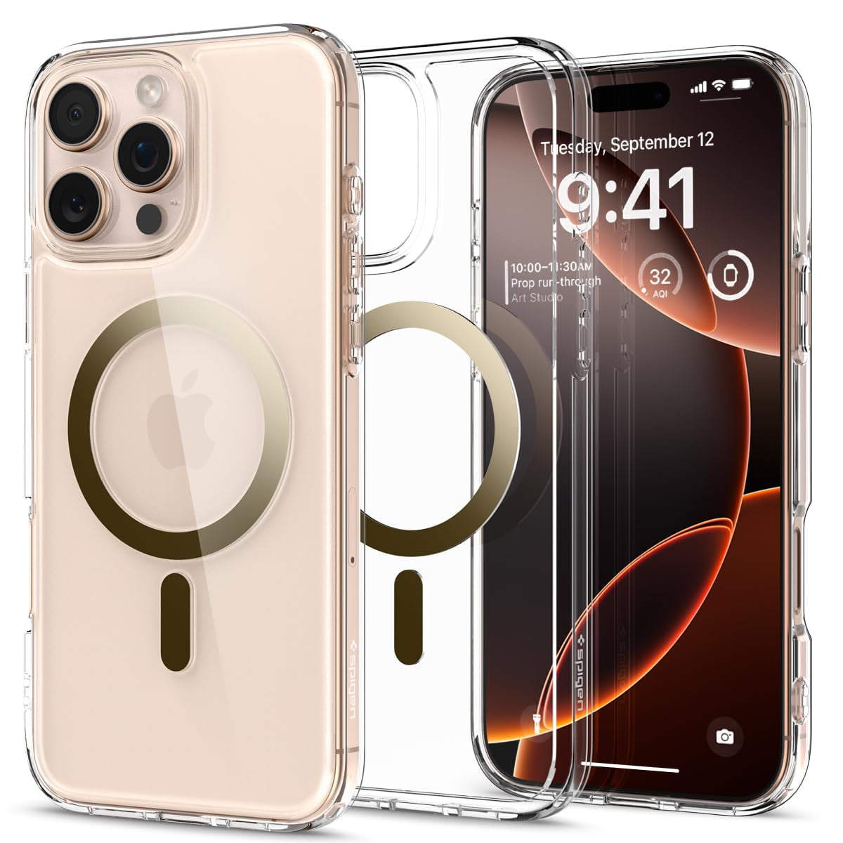 Funda Spigen Para Iphone 16 Pro Max Ultra Hybrid Magfit Transparente Oro
