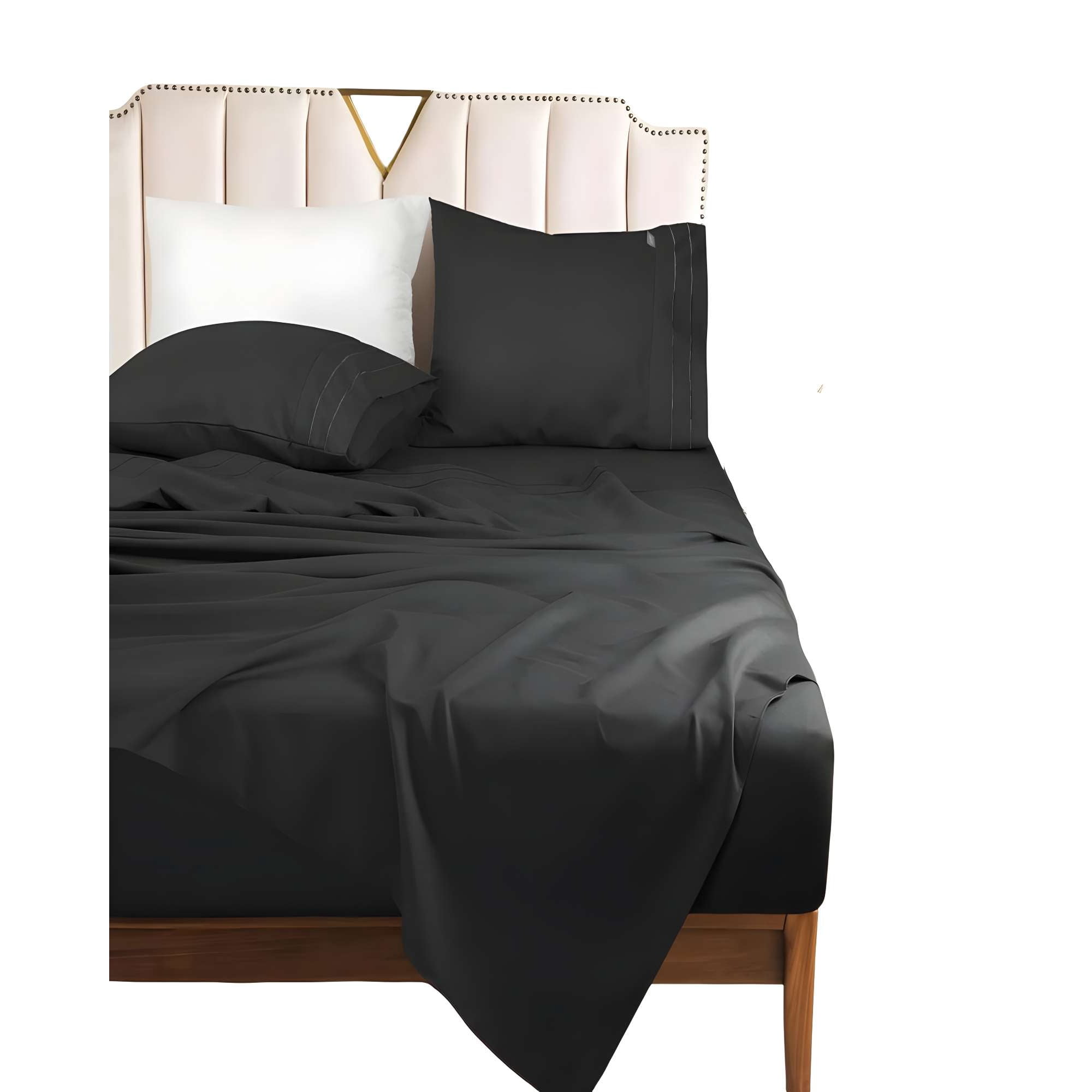 Genérico - Juego De Sabana 2 Plazas 500 Hilos Negro