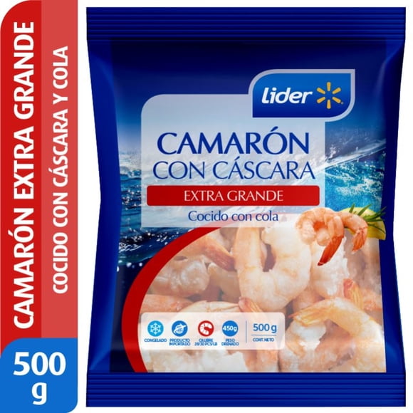 Camarón Extra Grande con Cáscara con Cola Cocido, 500 g