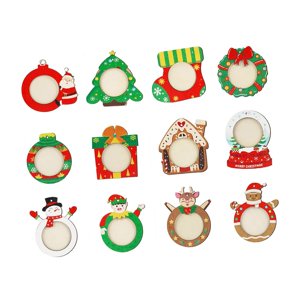 Magideal - 12 Piezas De Marco De Fotos De Navidad, Adorno Colgante, Fiestas Colgantes De Navidad, Decoración Colgante Ligera Y Creativa Diy Para Árbol De Navidad