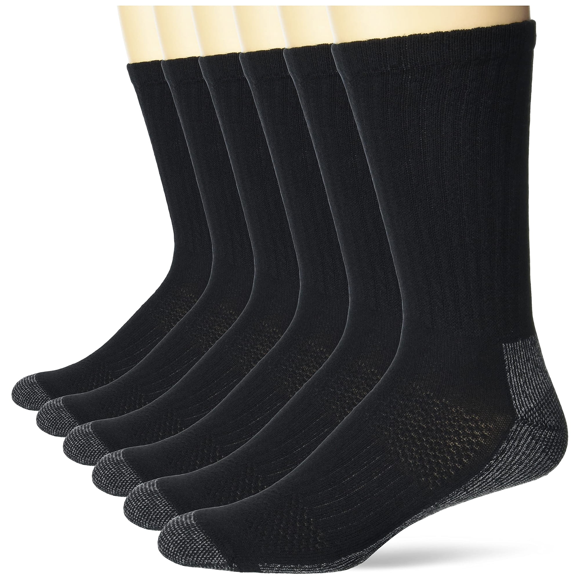 Calcetines De Trabajo Socks Hanes Crew Para Hombre Negros De 6 A 12 Años, Paquete De 6 Pares