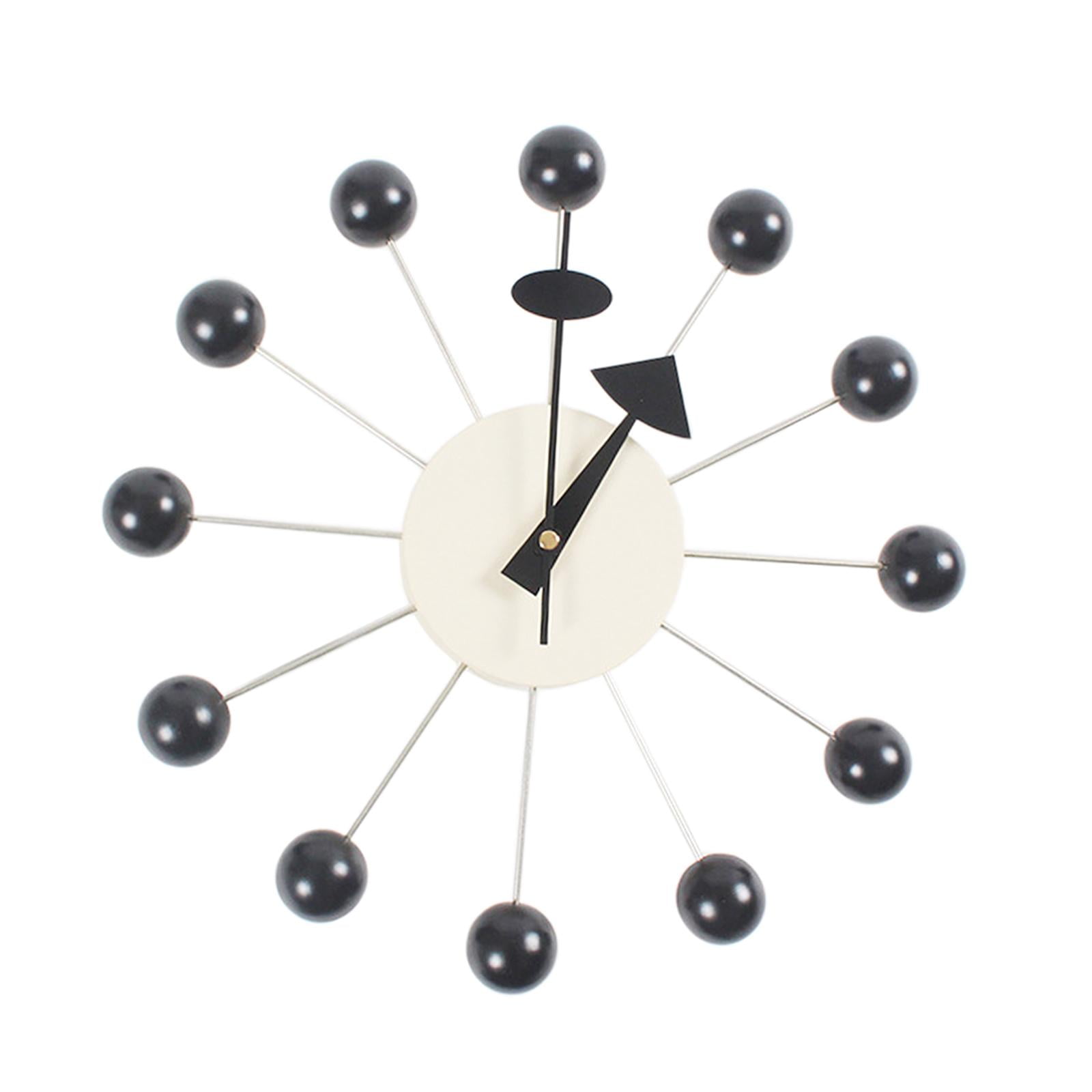 Bothyi - Reloj De Pared De Bola Redonda, Simple, De Mediados De Siglo, Para Sala De Estudio, Decoración De Dormitorio, Relojes, Bola Negra