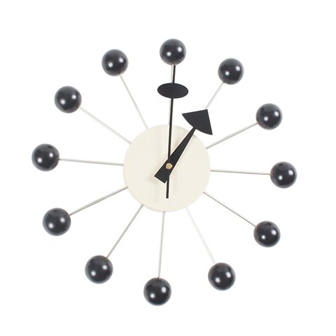Bothyi - Reloj De Pared De Bola Redonda, Simple, De Mediados De Siglo, Para Sala De Estudio, Decoración De Dormitorio, Relojes, Bola Negra