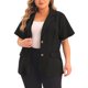 thumbnail image 1 of Agnes Orinda Blazers de Mujer Tallas Grandes Casual de Manga Corta con Solapa Muesca Chaqueta de Traje para el Trabajo 3X Negro, 1 of 7
