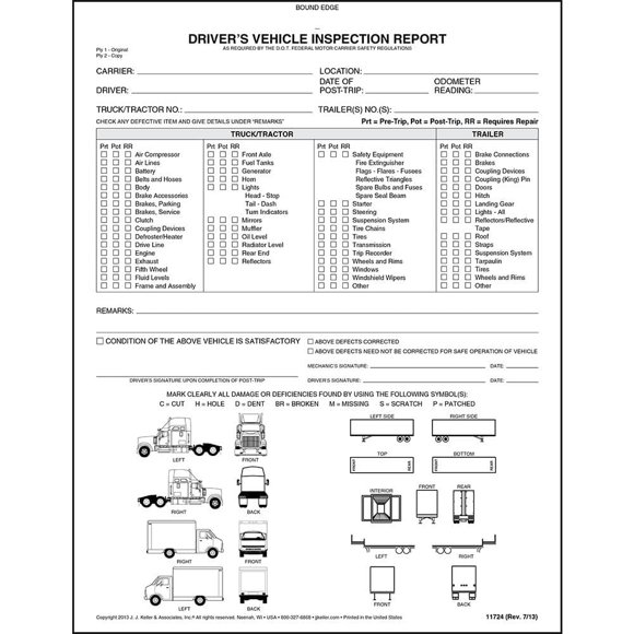 Libro de Reportes de Inspección J. J. Keller Paquete de 5 Unidades 8.5x11"