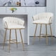 thumbnail image 1 of 26'' Counter height bar stools velvet kitchen island counter bar stool with hand- wave back,golden chromed base and footrest (BEIGE), 1 of 3