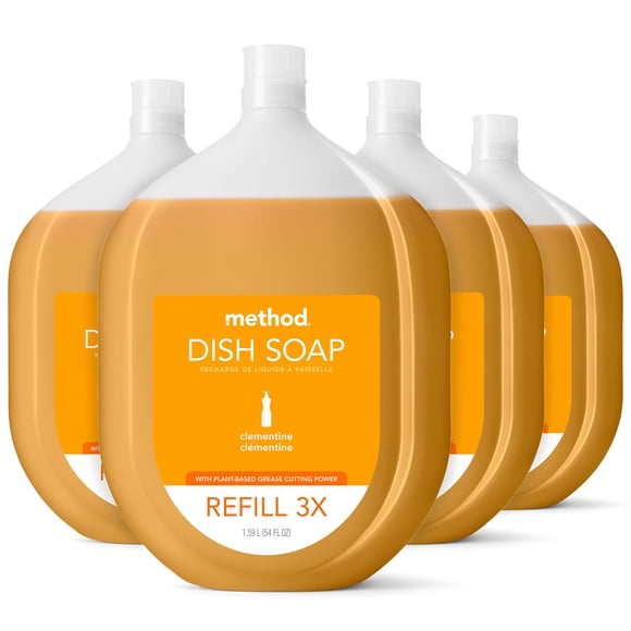 Método de recarga de jabón en gel para platos con aroma a clementina, 1,6 L (paquete de 4)