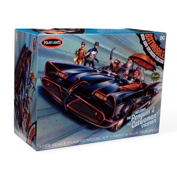 Kit de maqueta Polar Lights 1966 Batmobile con Catwoman y Penguin