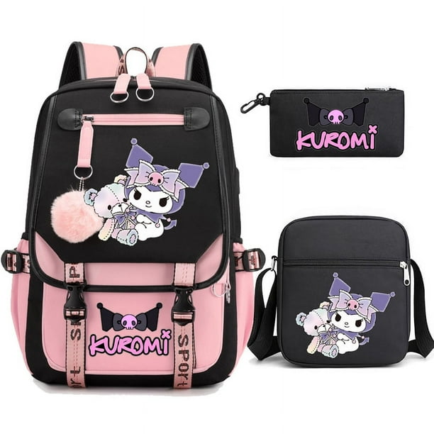 3pcs Kuromi Backpacks Patchwork Capacity Women Men Travel Mochilas With Shoulder Bags Ins Laptop Teens School Bags