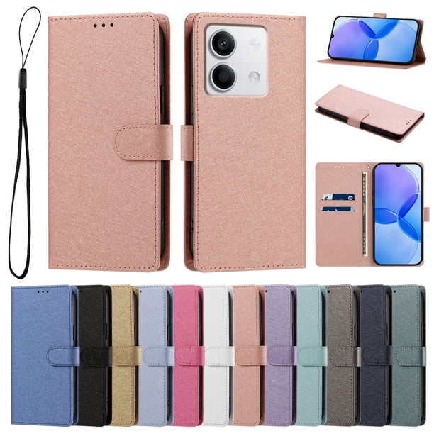 Cartera Funda para Xiaomi Redmi Note 13 5G Carga Inalámbrica, Rosa
