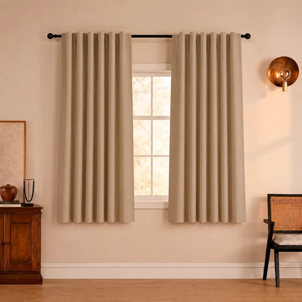 Cortina 100% Blackout 2 Paños 108 x 160 Cm Lino Térmica Roller Beige