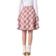 thumbnail image 3 of Falda corta de línea A con cintura elástica y diseño clásico de cuadros vintage para mujer para otoño e invierno Beige Rosado M, 3 of 6
