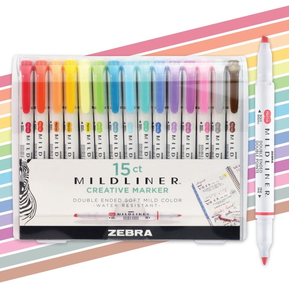 Resaltadores Zebra Pen Mildliner Doble Punta Set 15 Colores